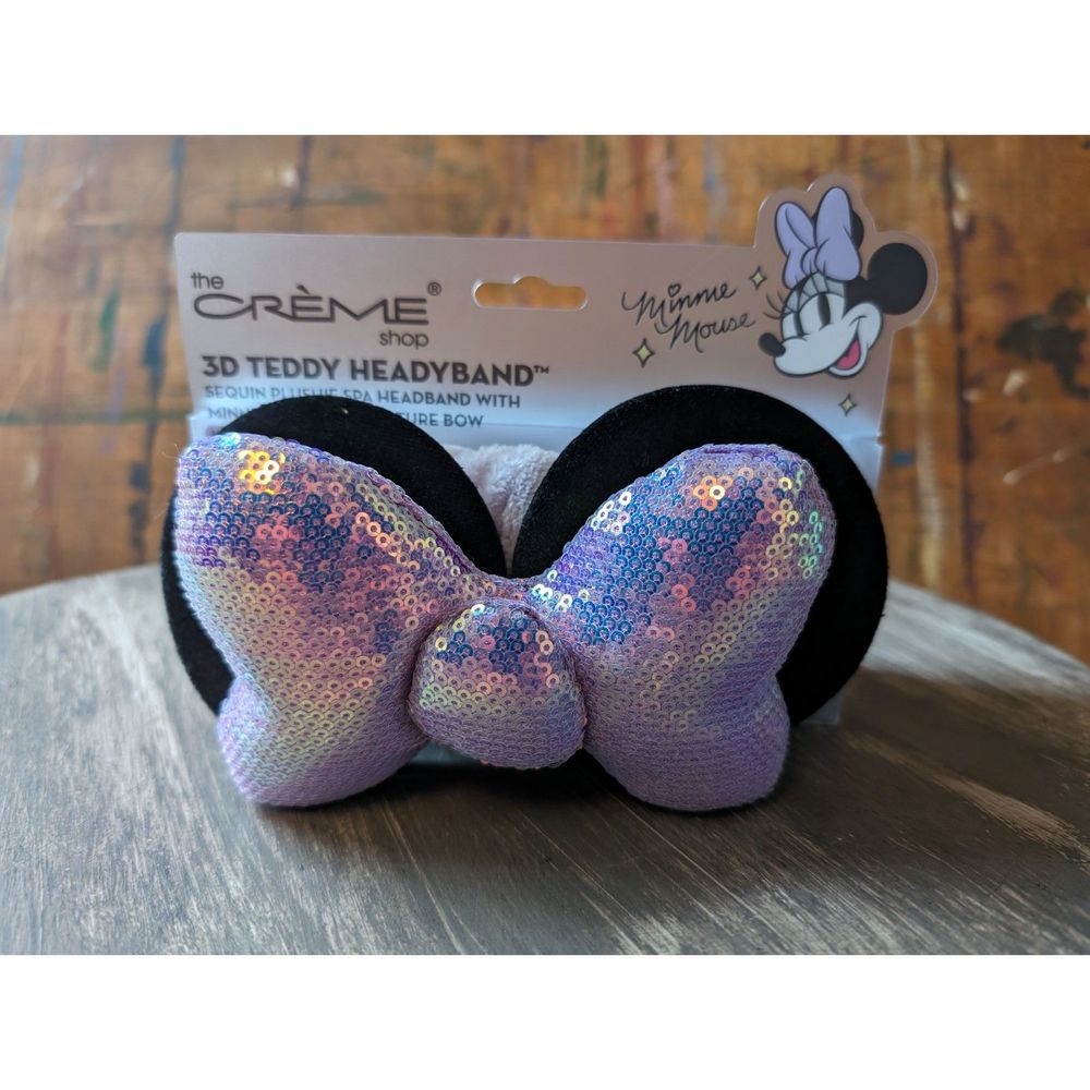 The Creme Shop Disney Minnie Mouse 3D Headband Purple Sequin Sparkle Ears, NEW!